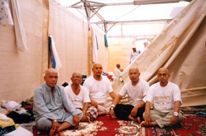 20000317_mina_in_tent Fri March 17, 2000 (11 Dzulhijjah 1420). Me and some of my roommates, inside our tent in Mina camp. We were back in normal clothing, after we had cut our hair following the stoning of the big jamrah the day before. All of use were bald, because we chose to totally cut our hair, because that was a better practice according to the Prophet S.A.W's sunnah.