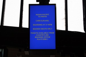 IMG_7912_IP_boarding_info_en Indian Pacific Sydney-Adelaide-Perth boarding information display