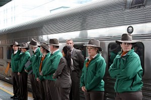 IMG_7975_IP_crew_lineup_en Indian Pacific crew in Australia's national colors of green and gold